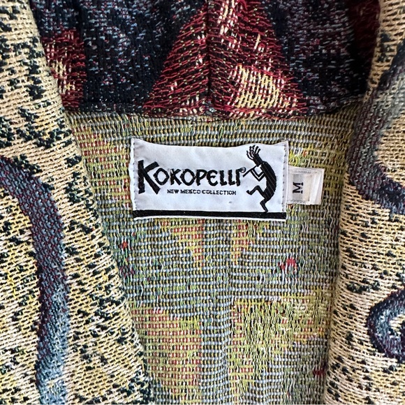 VTG KOKOPELLI WOVEN TAPESTRY ABSTRACT CROPPED BOXY BOLERO JACKET BLAZER SzM - Picture 8 of 12